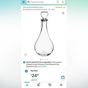 New in box glass Bormioli Rocco Loto wine or alcohol decanters, Made in Italy.